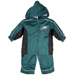 Reebok Tracksuit Philadelphia Eagles Infant 6/9 Months Green Windbreaker Set VTG